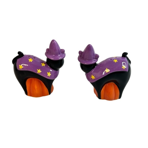 Black Witch Cat and Pumpkin Salt and Pepper Shakers - Picture 6 of 6